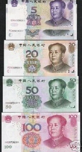 China 1 5 10 20 50 100 YUAN 1999-2005 Matching Serial# RARE Set Chinese UNC NOTE - Image 3 of 3