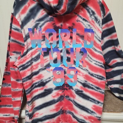 Rockstar Original World Tour 89 Blue Skull Tie Dye Hoodie Red