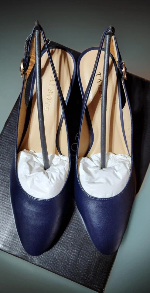 Zapatos de salón Talbots azul índigo Kelsey con cordones para mujer talla 8,5 M cuero genuino Foto 2 de 4
