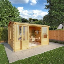 4m x 3m Wooden Log Cabin 19mm Log Boards Reverse Apex T&G Roof & Floor Waltons