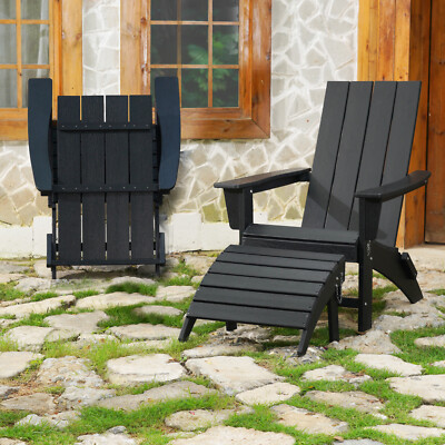HDPE Folding Outdoor Patio Adirondack Bench Lounge Chairs