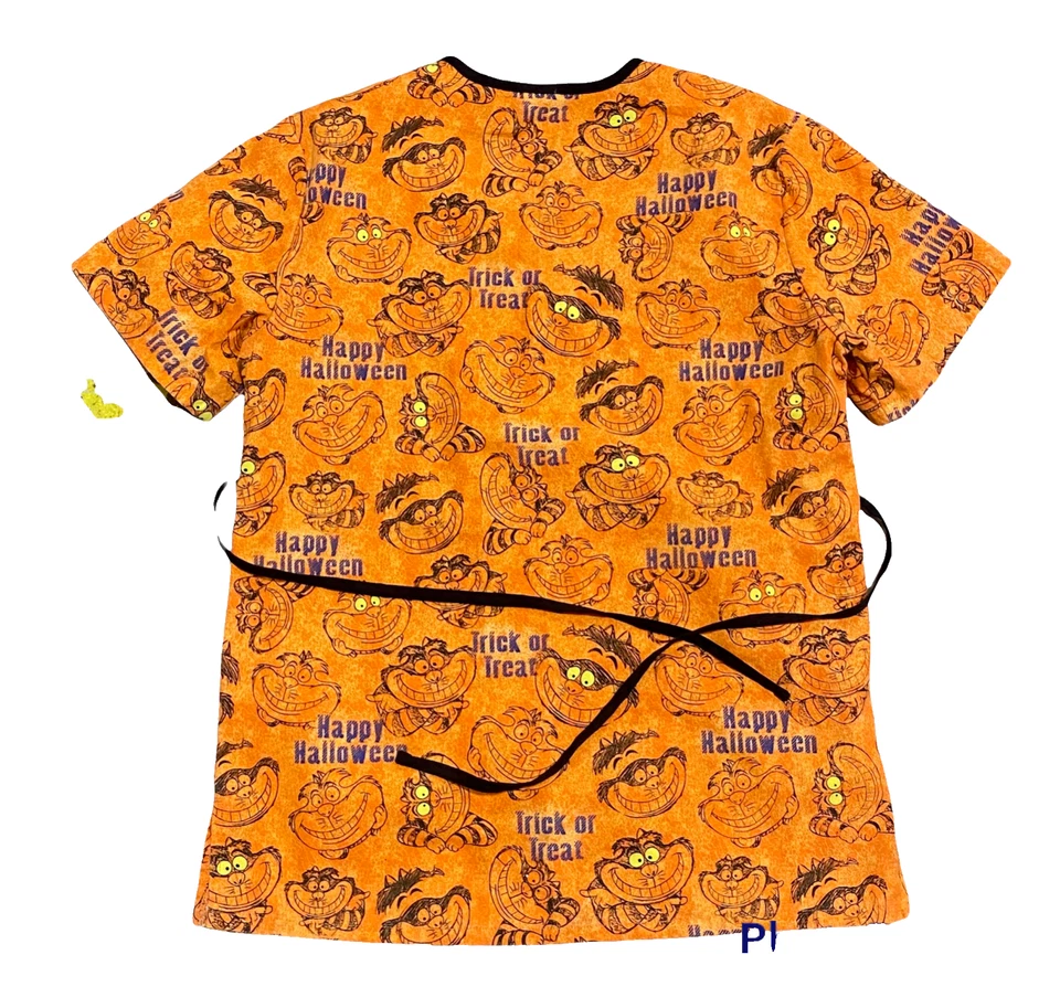 Camiseta Médica Disney Gato de Cheshire Manga Corta Para Mujer Talla XS Naranja Foto 2 de 4