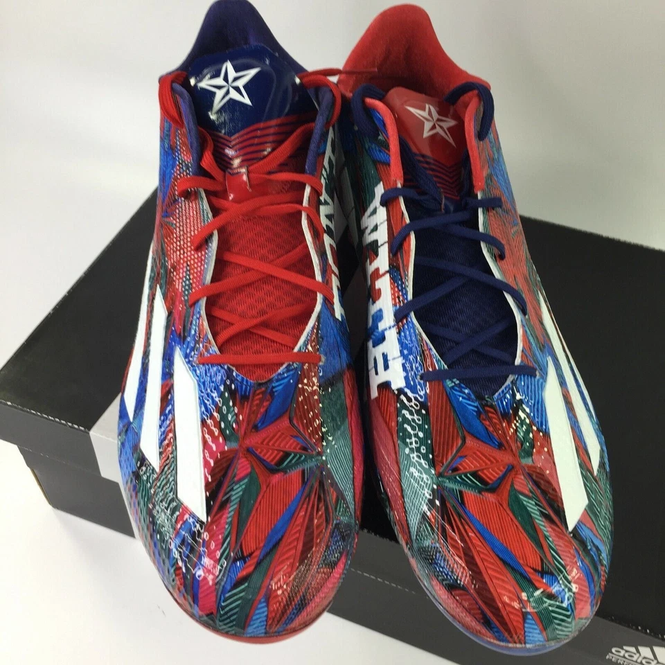 Adidas Mens Adizero 5-Star 5.0 Dont Mess With Texas Cleats Blue Red Mens 15 US - Image 2 of 4