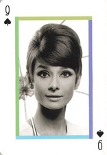 Audrey Hepburn Single Swap Playing Card - 1 card 9 of Spades