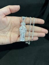 Cadena de plata de ley 925 para hombre y mujer St Judas San Judas Tadeo y Fígaro 20 24 30
