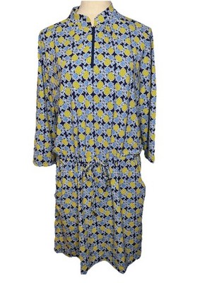 IBKÜL Athletic Dress Pineapple Print UPF 50+ Quarter-Zip L Beach Cruise Travel