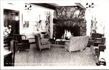 Custer State Park SD Game Lodge Parlor Fireplace RPPC Vintage Postcard