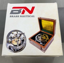 Brass Nautical - 5 inches Large Sundial Compass in Rosewood Case Top Grade Calib