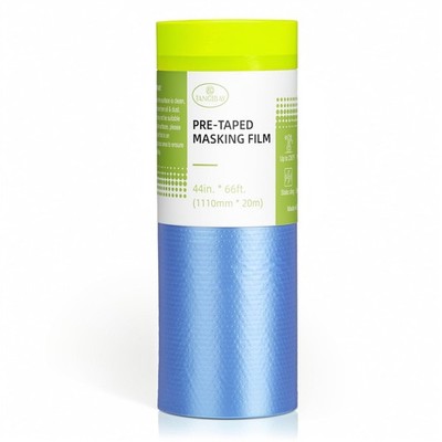 Pre-Taped Masking Film for Painting - 44'' x 66' Painters Plastic Sheeting wit...