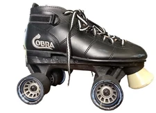 COBRA ROLLER DERBY BLACK ADULT SPEED SKATES ROLLERSKATES POWER WHEELS SZ US 7