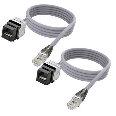 XMSJSIY CAT6A Ethernet Verlängerungskabel RJ45 Buchse auf Stecker 4,9 Fuß 2 Stück hellgrau