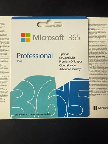 Microsoft 365 Professiona plusl– 5 PC or Mac lifetimeLicense