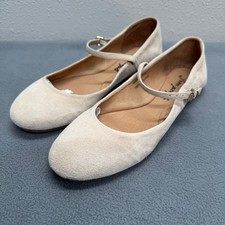 Free People Suede Ballet Flats Mary Janes Womens 37 Italy Neutral Casual
