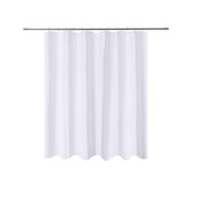 Short Fabric Shower Curtain Liner 72x65, Water Repellent, Washable, White