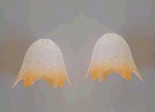 Coppia Paralume In Vetro Bianco Ambra lampadari Abat-jour applique E14 Ricambio