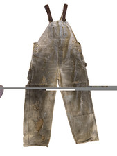 Carhartt Relaxed Fit Brown Duck Canvas Double Knee Bib Overall 44x32 E2