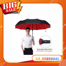 Strong Windproof Stick Compact Umbrella for Rain, One-Click Automatic Open and C
