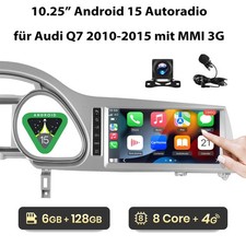 Android 15 10.25" Autoradio CarPlay GPS Nav KAM für Audi Q7 4L MMI High 3G 10-15