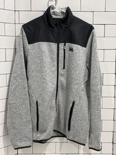 Helly Hansen Full Zip Pullover Sweater Large Gray Black Fleece