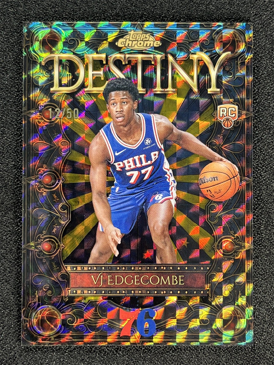 2025-26 Topps Chrome Vj Edgecombe #D-3 Gold Geometric Destiny Rookie RC /50