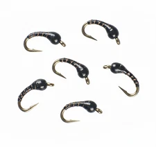 Tungsten Black Beauty Midge Nymphs - Premium Trout Fly Fishing Flies Lot