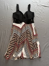 Black Geometric Print Fit  Flare Mini Dress   Size Small