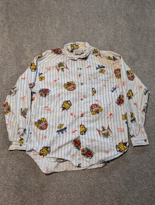 Vintage Swatch Watch Shirt Mens Large White Loop Collar 80s 90s Promotional 