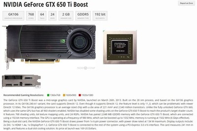 NVIDIA GeForce GTX 650 Ti Boost 2GB GDDR5 Graphics Card DP HDMI 2x DVI 