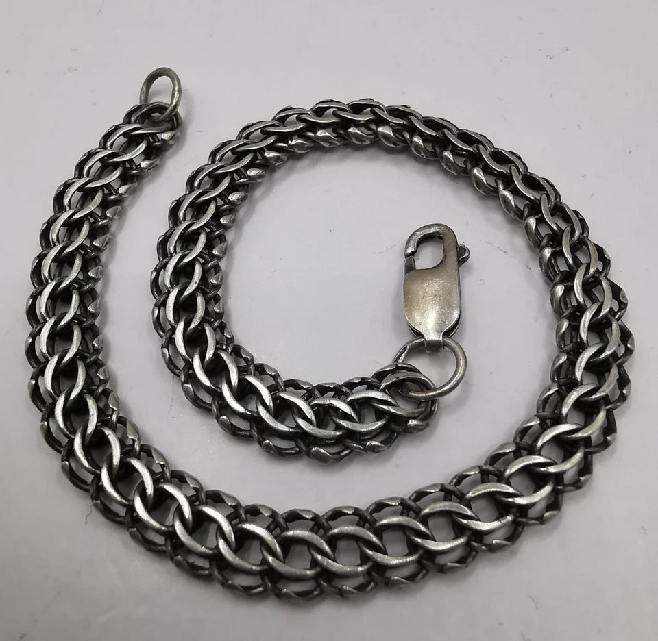 Bracciale vintage in argento sterling 925 fatto a mano 8,66" gioiello... - Immagine 3 di 4