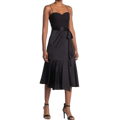 NWT- CINQ À SEPT 'Vienna' Silk-Satin Sleeveless Midi-Dress, Black - Size 2