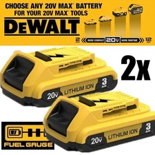 2Pack For DEWALT DCB207 20V 20Volt Max Lithium-Ion Compact Battery DCB203 DCB201