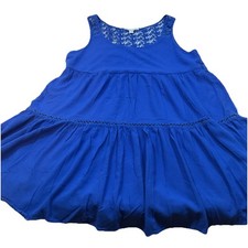 American Eagle Pleated Babydoll Lace Mini Dress Size M Sleeveless Above Knee G5