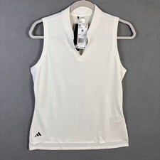 adidas Women's HEAT.RDY Golf Sleeveless Polo Top Size M Ivory Breathable NWT