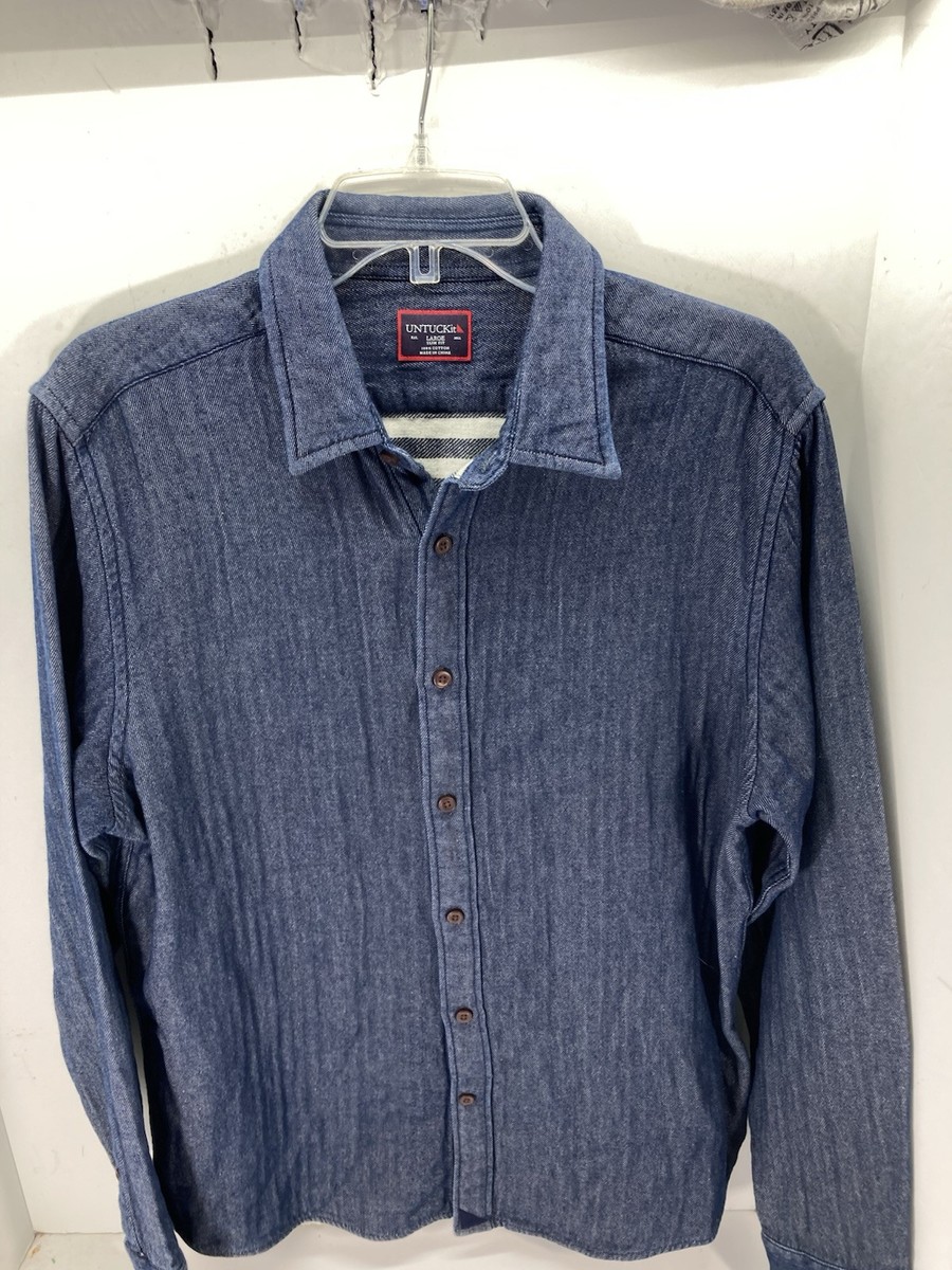 (取寄) アンタックイット メンズ ロング スリーブ フランネル シャツ UNTUCKit men Long Sleeve Flannel Hartmann Shirt Light Blue Untuckit Shirt Men Large Blue Button Flannel Lined Long Sleeve