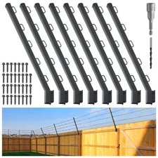 8-Pack Angle 25° Fence Post Extender, 31" Fence Barbed Wire Extend Arm，for Ou...