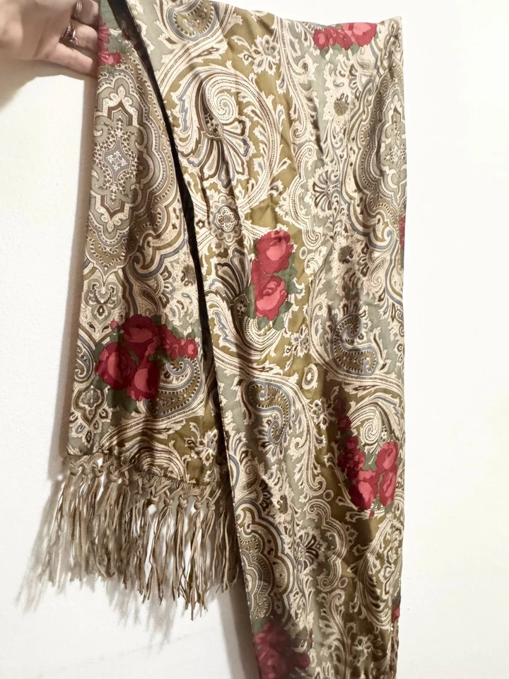 Spinoso Bufandas Bufanda Larga Seda con Borlas Gamuza Foto 2 de 4