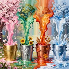Four Seasons Diamond Painting Kits for Adults, 5D Full Drill Round Diamond Art