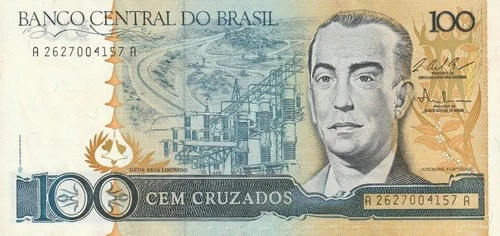 1987 BRAZIL 100 CRUZADOS BANKNOTE