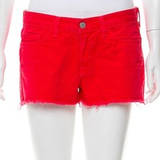 J BRAND Bright Persimmon Brt Red Mid-Rise Denim Cut-Off Shorts Size 27