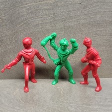 Lot of 3 Vtg Spacemen Figures Red Green Astronauts Ajax Archer Space Men 1950s