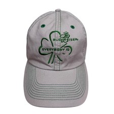 VTG Budweiser St. Patrick's Day Shamrock Baseball Cap Hat Strapback Khaki Men OS