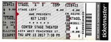 World Wrestling Entertainment NXT LIVE! 4/13/17 Atlanta Center Stage Ticket! WWE