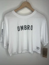 NWT Umbro Cropped Logo T-Shirt Sz L Soft Modal Stretch Boxy Drop Shoulder