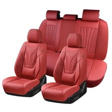 Car Seat Covers Full Set, 5 Piece Car Seat Protector with FullSet Red-Lumbar