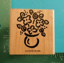 Stampin Up WHIMSICAL FLOWERS IN A VASE Rubber Stamp