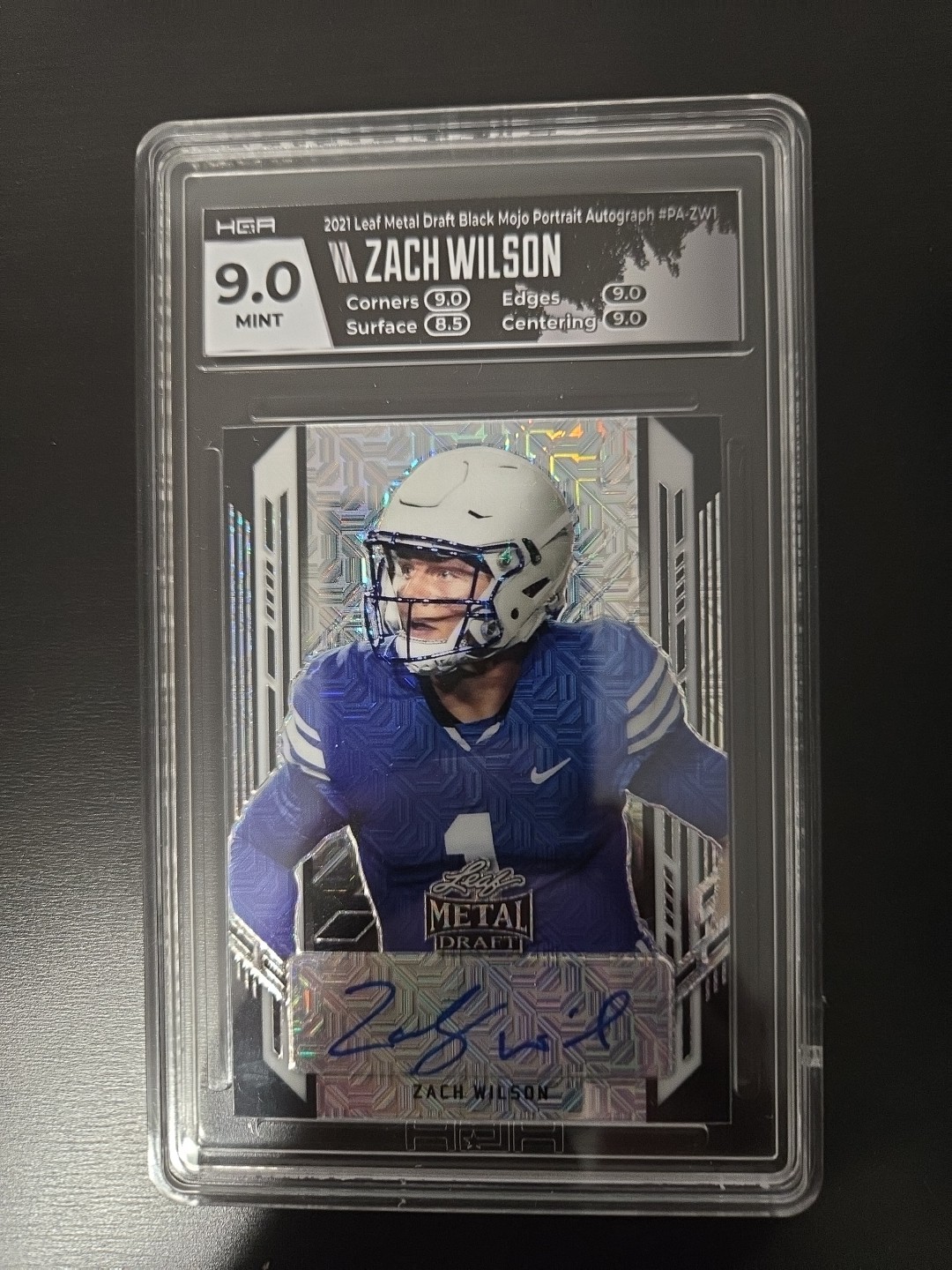Zach Wilson Leaf Metal Draft Autograph Portrait #PAZW1 Black Mojo