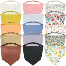 15 Pack Large Solid Colorful Floral Bandana Headband Triangle Satin Silk