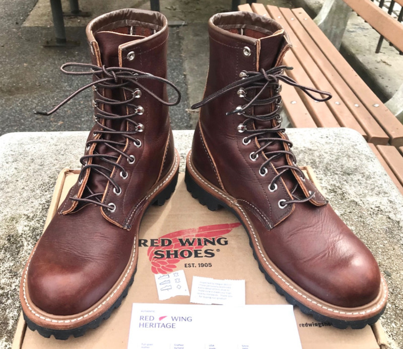 Red Wing Heritage 4585 Logger Boots US9 D Briar Oil Slick Leather Excellent USA