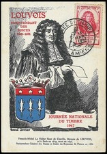 Timbre gravé - CM France JOURNÉE DU TIMBRE 1947 LOUVOIS, Gravure Raoul Serres (T