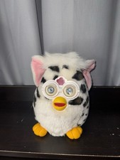 8" VTG 1999 Snow Leopard Furby Non Interactive Hypnotic Eyes Plush VERY RARE